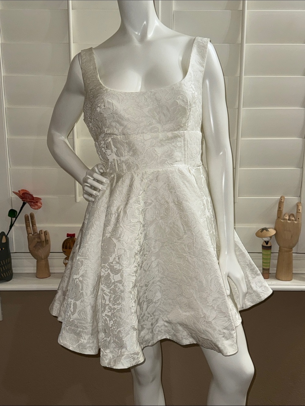 Showpo. STEPHANE MINI Corset Scoop Neck Fit And Flare Dress Ivory